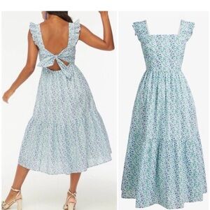 J. Crew Factory Blue Floral Midi Dress